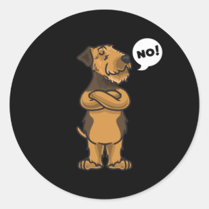Sticker Rond Airedale Terrier Chien têtu