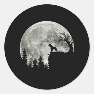 Sticker Rond Airedale Terrier Sur Mountain Halloween Amoureux d