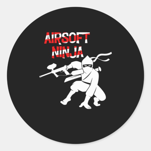 Sticker Rond Airsoft Ninja Paintball Player Paintball Marqueur  (Devant)