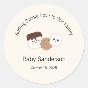 Sticker Rond Ajouter S'more Love Invitation, Baby shower