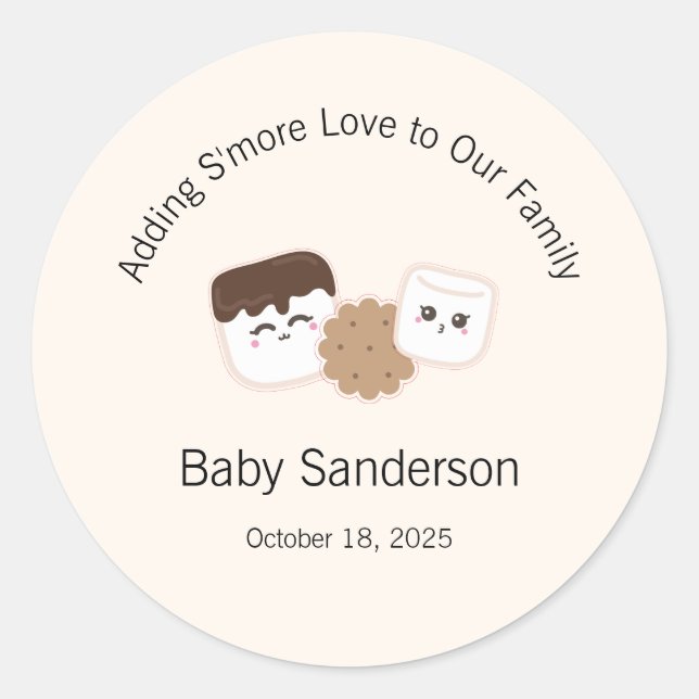 Sticker Rond Ajouter S'more Love Invitation, Baby shower (Devant)