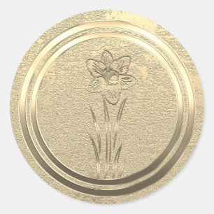 Sticker Rond Ajouter Texte Jonquille Or Mars 