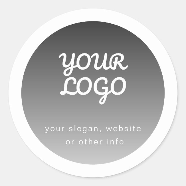 Sticker Rond Ajouter un logo | Bordure blanche gris foncé (Devant)