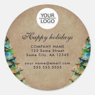 Sticker Rond Ajouter un logo Promotion d'arbre de Noël de texte