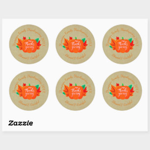 Sticker Rond Ajouter un nom de famille Texte Thanksgiving Citro