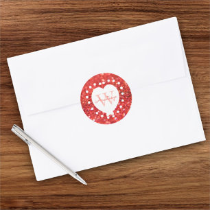 Sticker Rond Ajouter Un Nom Monogramme Parties scintillant Cora