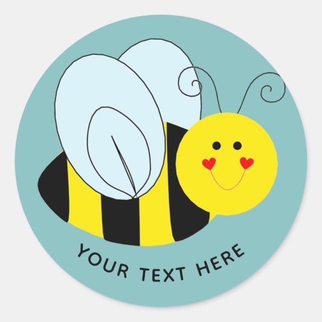 Sticker Rond Ajouter un texte | Bleu (Devant)