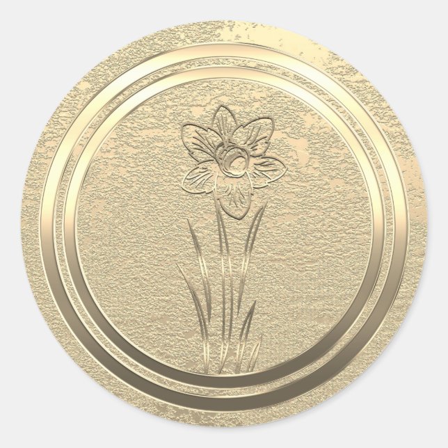 Sticker Rond Ajouter un texte Gold Daffodique mars (Devant)