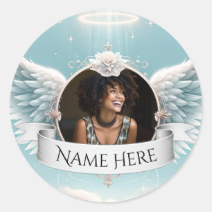Sticker Rond Ajouter une photo au mémorial personnalisé
