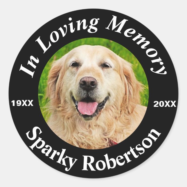 Sticker Rond Ajouter une photo et un nom Pet Memorial (Devant)