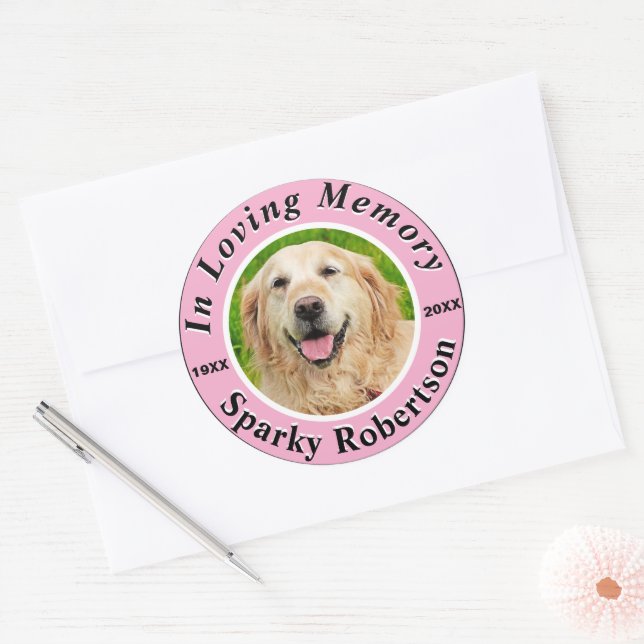 Sticker Rond Ajouter une photo et un nom Pet Memorial (Enveloppe)