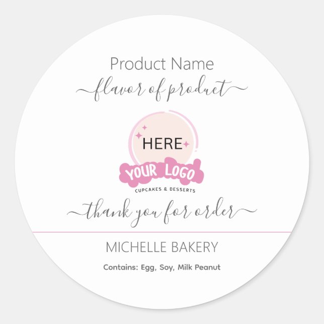 Sticker Rond Ajouter votre logo Boulangerie Nom du produit (Devant)