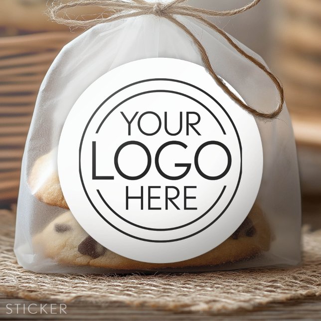 Sticker Rond Ajouter votre logo Business Modern Minimalist - Bl (Custom Logo Sticker - Low Minimum Promotional Product)