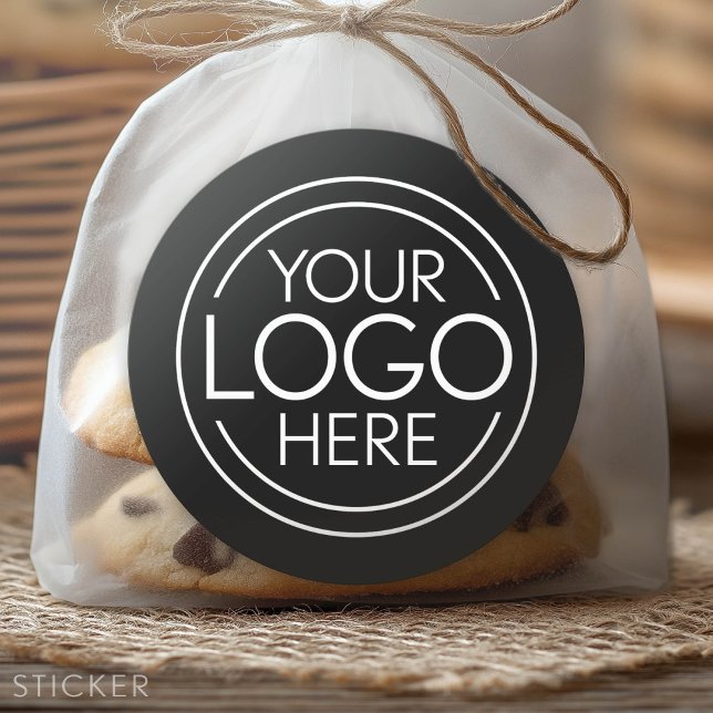 Sticker Rond Ajouter votre logo Business Modern Minimalist - No (Custom Logo Sticker - Low Minimum Promotional Product)