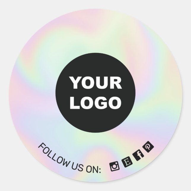 Sticker Rond Ajouter Votre Logo Holographe Les Icônes Des Média (Devant)