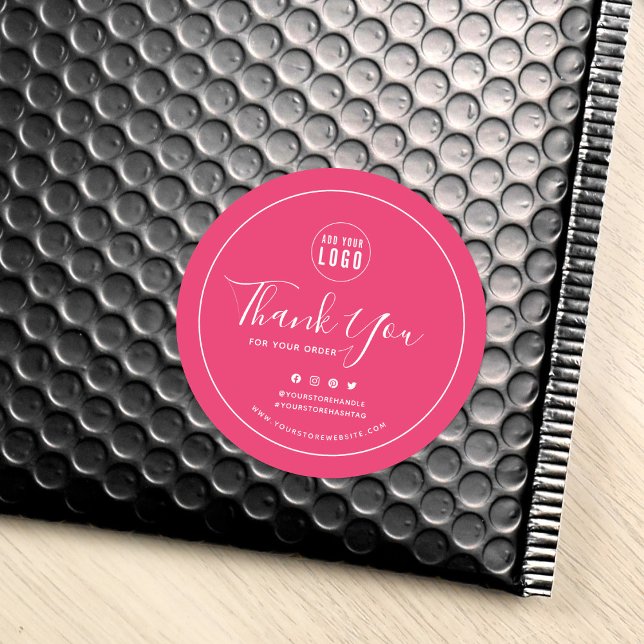 Sticker Rond Ajouter votre logo Social Media Merci Couleur pers (Créateur téléchargé)