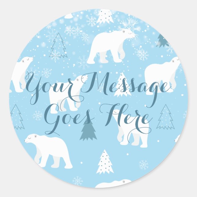 Sticker Rond Ajouter Votre Message Pneus Ours Polaires (Devant)