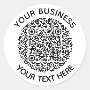 Sticker Rond Ajouter votre propre code QR rond Texte Scan minim