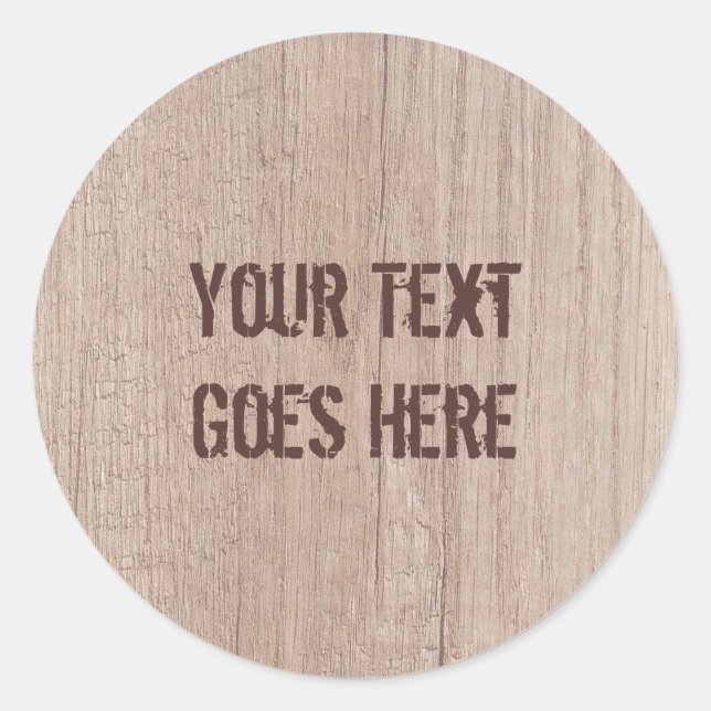 Sticker Rond Ajouter votre texte Brown Bois Modèle Look (Devant)