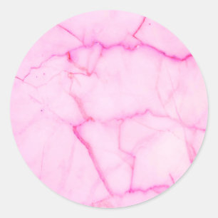 Sticker Rond Ajouter Votre Texte En Marbre Pastel Rose