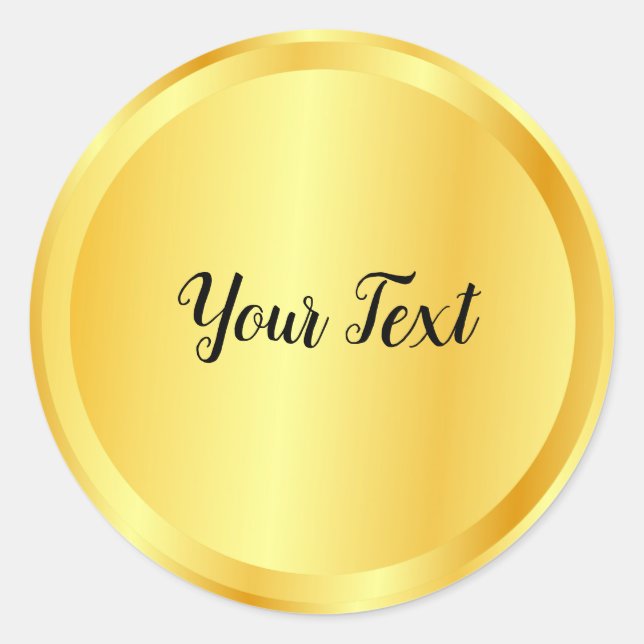 Sticker Rond Ajouter Votre Texte Faux Gold Blank Glamor Modèle (Devant)