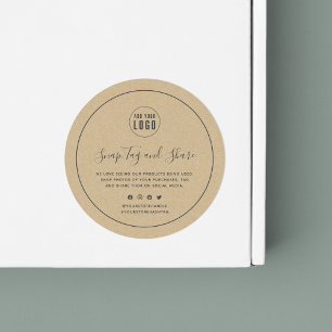 Sticker Rond Ajoutez votre logo Gris Bordure Snap et partagez K
