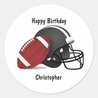 Sticker Rond Ajoutez votre nom Joyeux Anniversaire Football