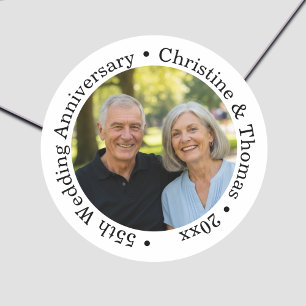 Sticker Rond Ajoutez votre propre photo de couple 55e anniversa