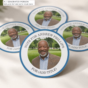 Sticker Rond Ajoutez votre propre photo et titre de campagne él
