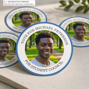 Sticker Rond Ajoutez votre propre photo et titre de campagne él