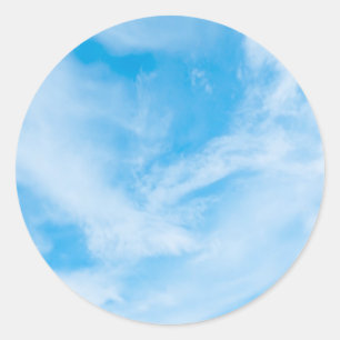 Sticker Rond Ajoutez Votre Texte Modèle Vierge Ciel Bleu Nuages