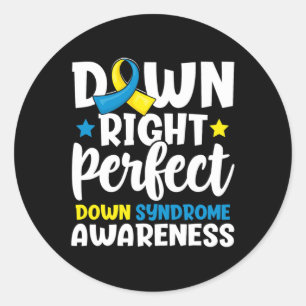 Sticker Rond Ajuster Parfait Down Syndrome Sensibilisation nouv