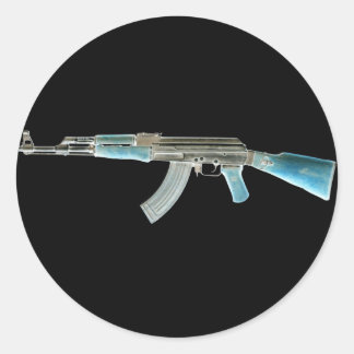 Sticker Rond AK-47 Bleu négatif