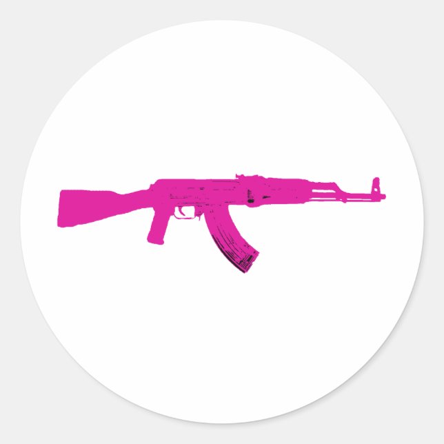 Sticker Rond AK-47 rose (Devant)
