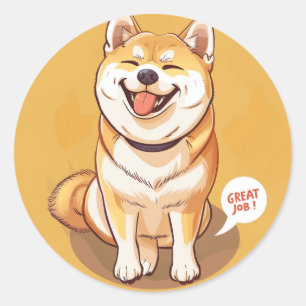 Sticker Rond Akita Grande récompense d'enseignant d'emploi