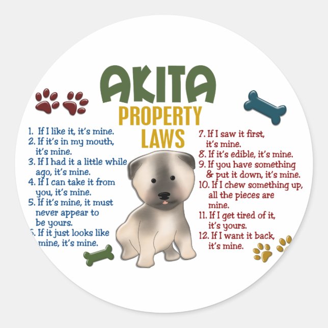Sticker Rond Akita Lois sur la propriété 4 (Devant)