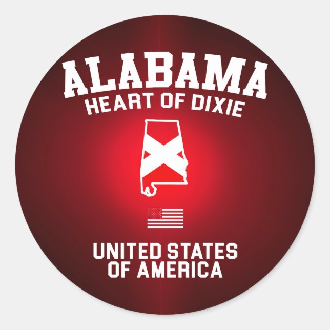 Sticker Rond Alabama Heart of Dixie (Devant)