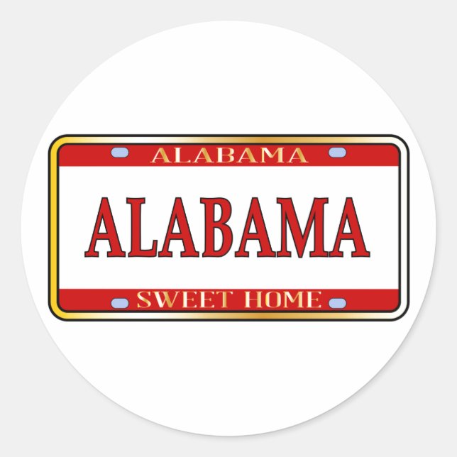 Sticker Rond Alabama Nom de l'État Plaque de licence (Devant)