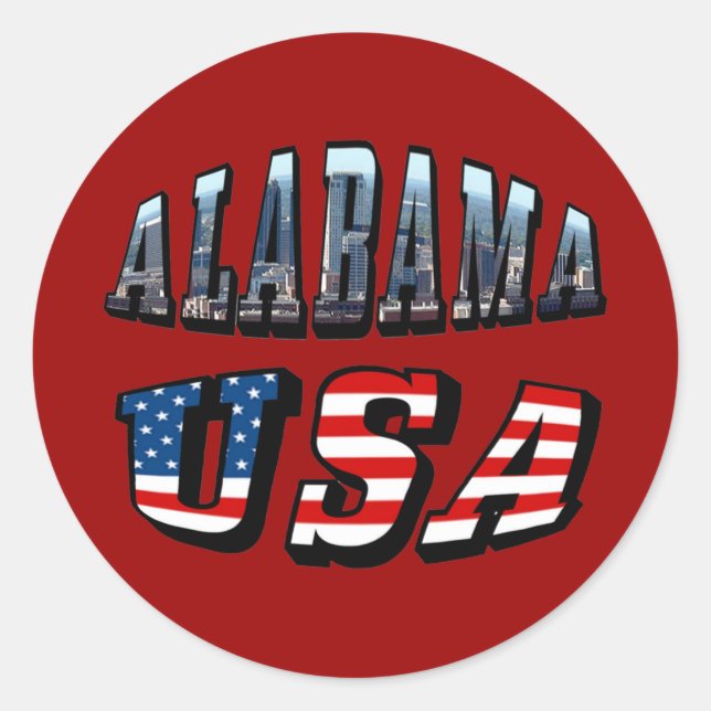 Sticker Rond Alabama Photo et USA Flag Font (Devant)