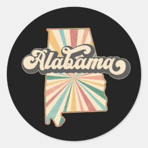 Sticker Rond Alabama Vintage coloré carte