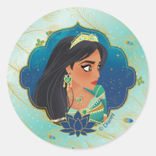 Sticker Rond Aladdin Graphique de profil latéral Jasmine