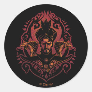 Sticker Rond Aladdin Graphisme Jafar & Cobras