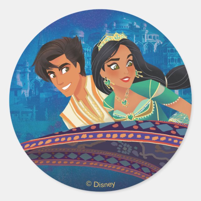 Sticker Rond Aladdin | Un nouveau monde entier (Devant)