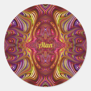 Sticker Rond ALAN ~ Conception fractale multicolore ~