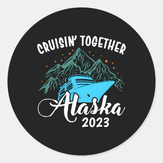 Sticker Rond Alaska Cruise 2023 Alaskan Cruising Family (Devant)