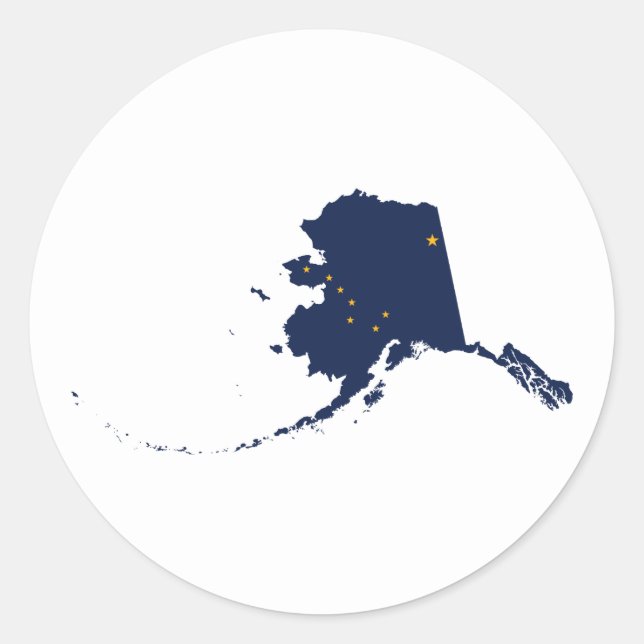 Sticker Rond Alaska en bleu et or (Devant)