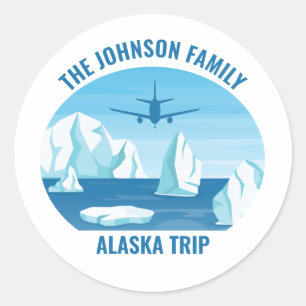 Sticker Rond Alaska Famille Vacances Custom Blue Glacier