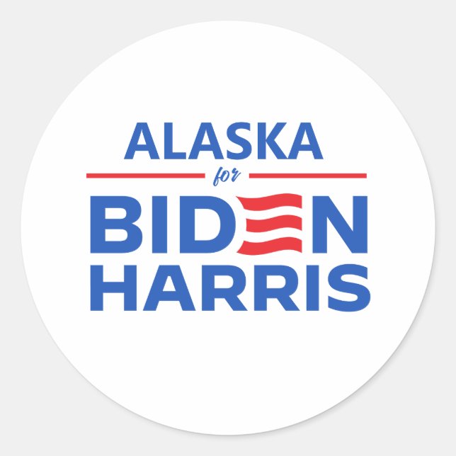 Sticker Rond Alaska pour Biden Harris (Devant)