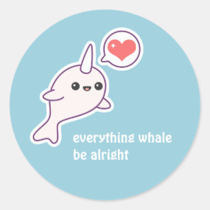 Sticker Rond Albino Narwhal