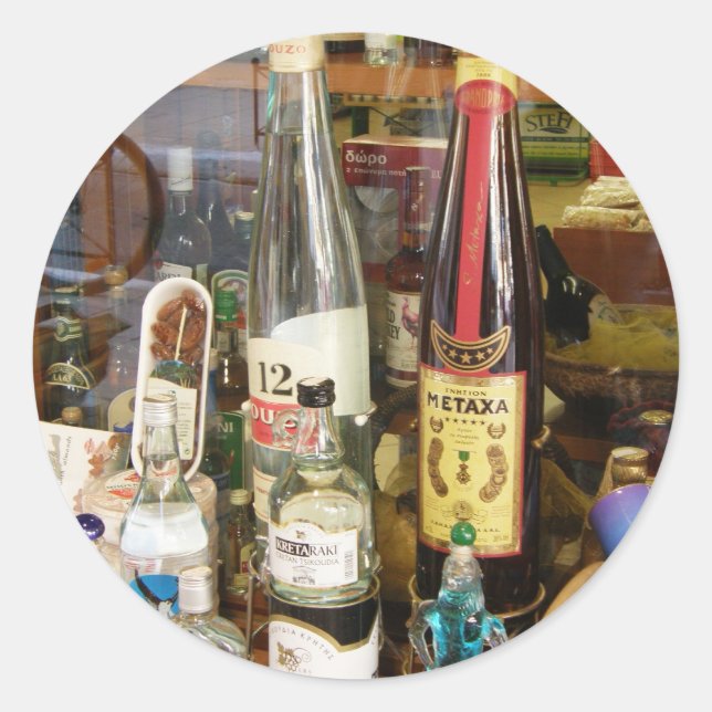 Sticker Rond Alcool d'ouzo et de metaxa (Devant)